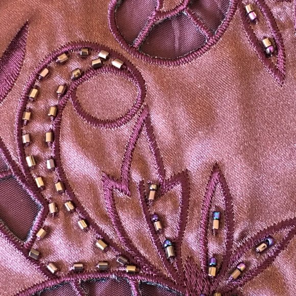 Ombré Beaded and Embroidered Sheath Gown - Picture 13 of 13